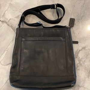 Coach black leather messenger bag